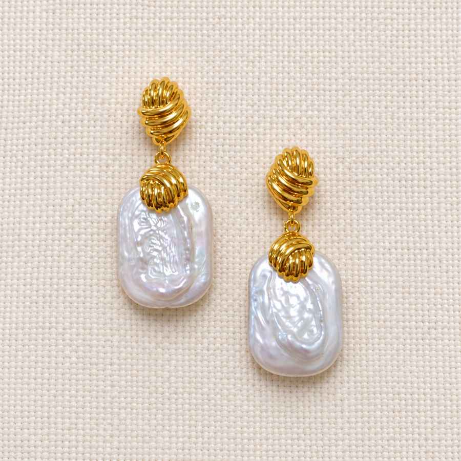 Fern Knot Baroque Pearl Earrings