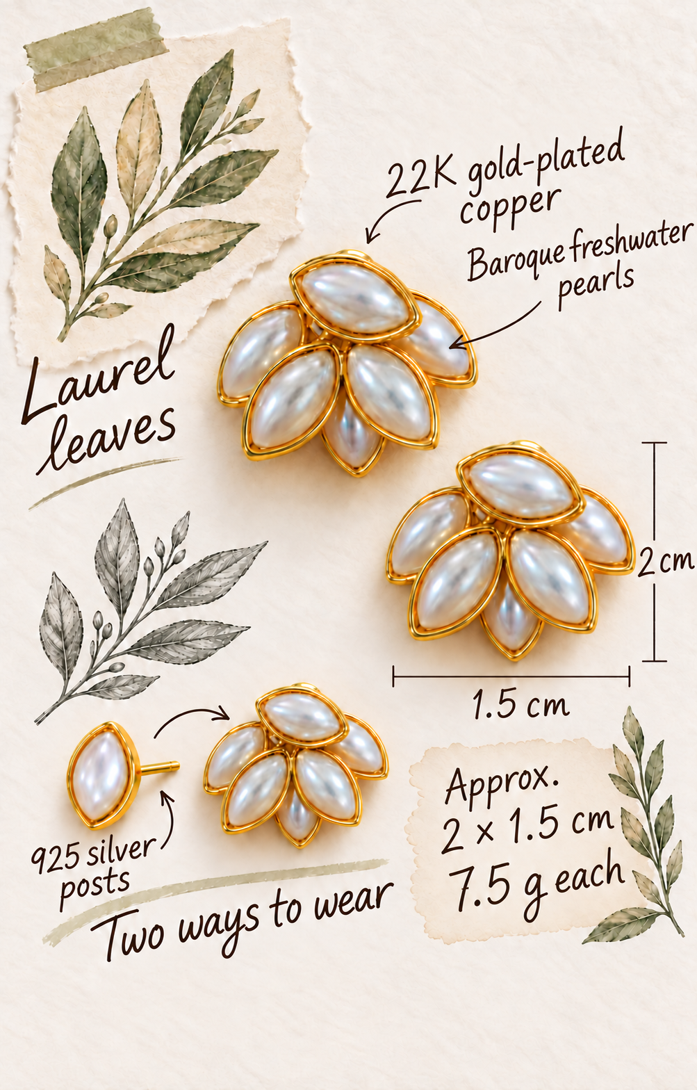 Laurel Pearl Convertible Earrings