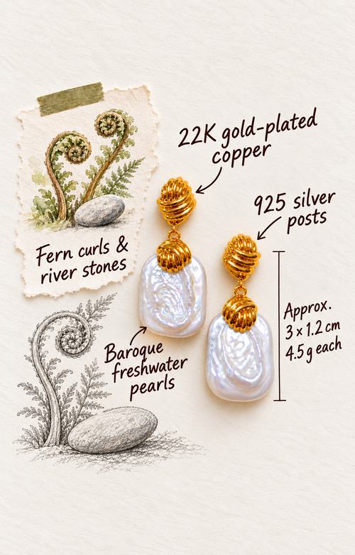 Fern Knot Baroque Pearl Earrings