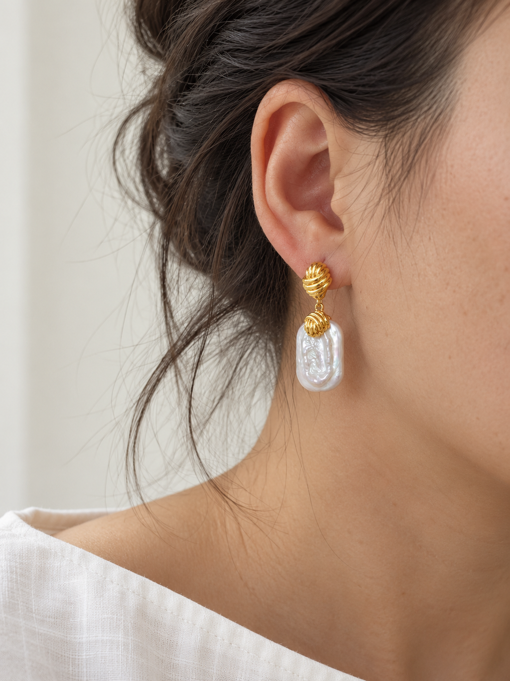 Fern Knot Baroque Pearl Earrings