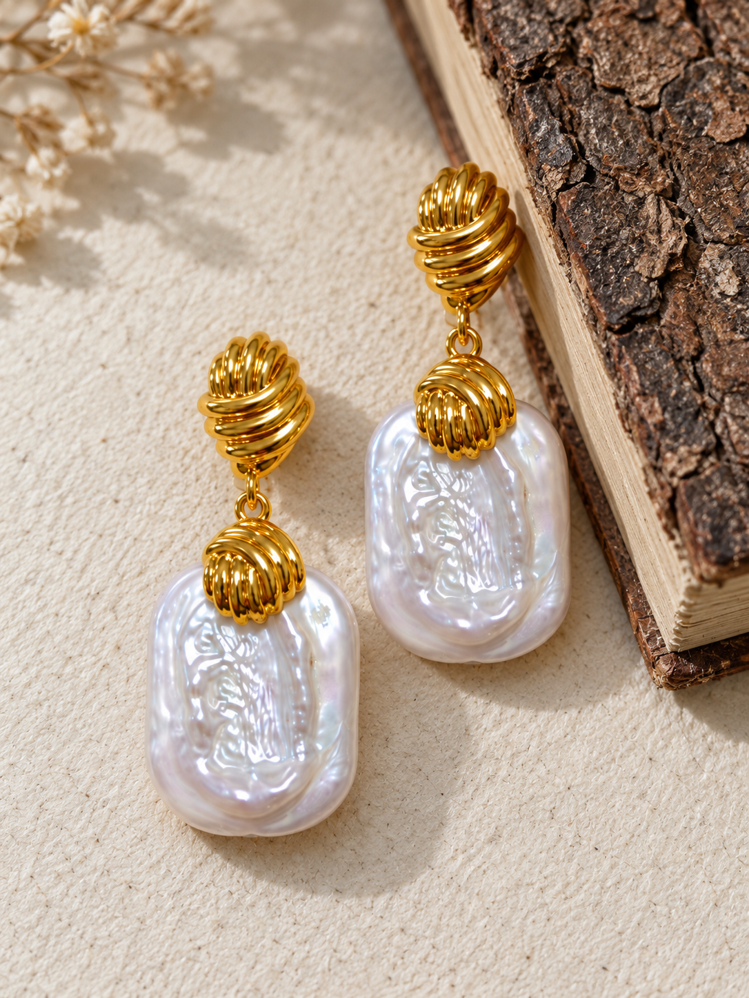 Fern Knot Baroque Pearl Earrings